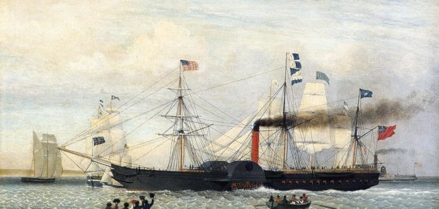 The Britannia entering Boston Harbor