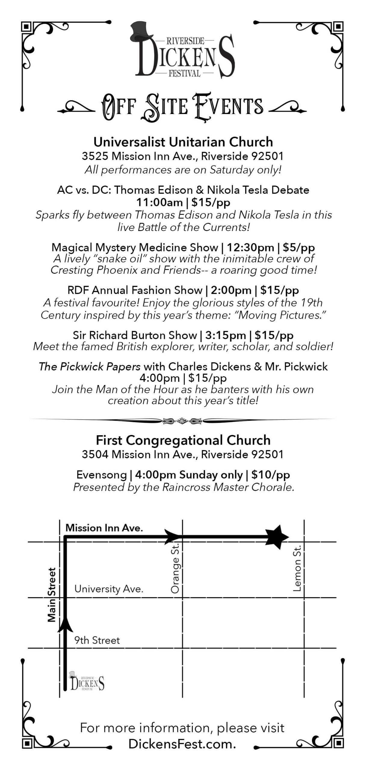 Schedule of Events Riverside Dickens Festival